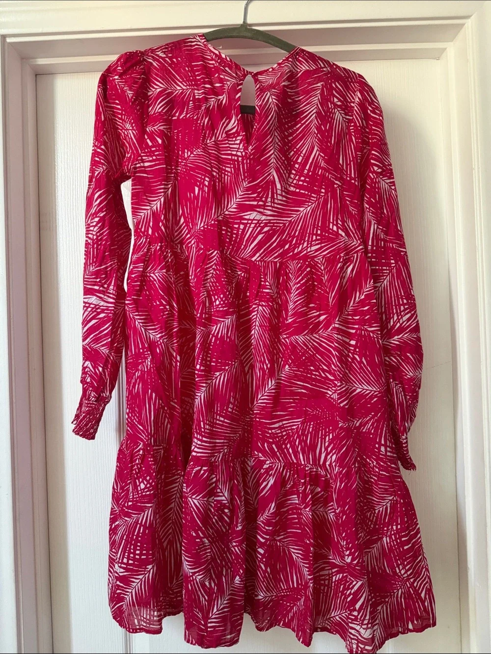Michael Kors Hot Pink Palm-Print Long Sleeve Swim Coverup